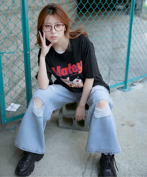 GORGE(ゴージ)の「《ロゴ映え×キャットグラフィック》カジュアルTシャツ(Tシャツ/カットソー・レディース・オフホワイト/ブルー/ブラック・F)」の6枚目の写真