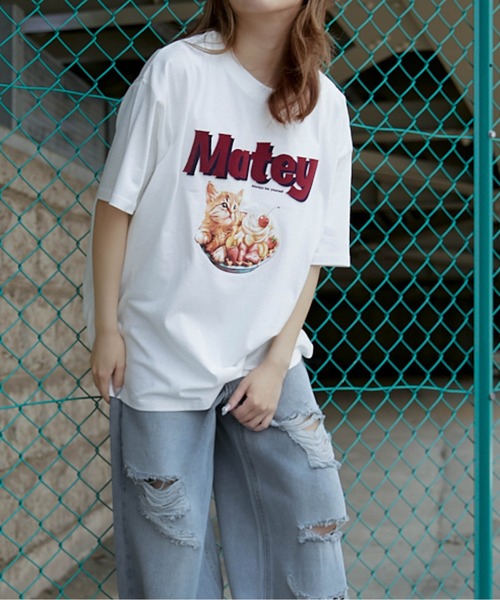 GORGE(ゴージ)の「《ロゴ映え×キャットグラフィック》カジュアルTシャツ(Tシャツ/カットソー・レディース・オフホワイト/ブルー/ブラック・F)」の9枚目の写真