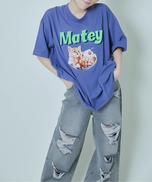 GORGE(ゴージ)の「《ロゴ映え×キャットグラフィック》カジュアルTシャツ(Tシャツ/カットソー・レディース・オフホワイト/ブルー/ブラック・F)」の14枚目の写真