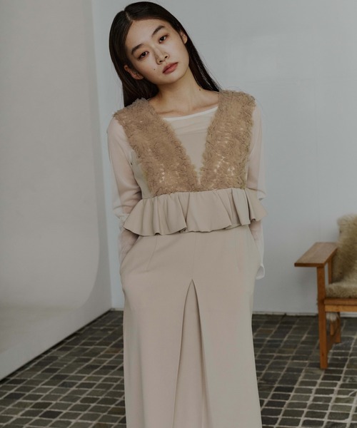 ボリュームチュールペプラムドレス / volume tulle peplum dress