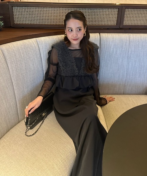 ボリュームチュールペプラムドレス / volume tulle peplum dress