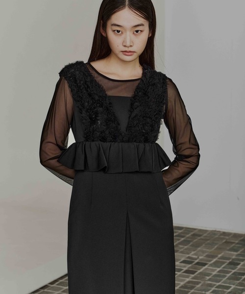 ボリュームチュールペプラムドレス / volume tulle peplum dress