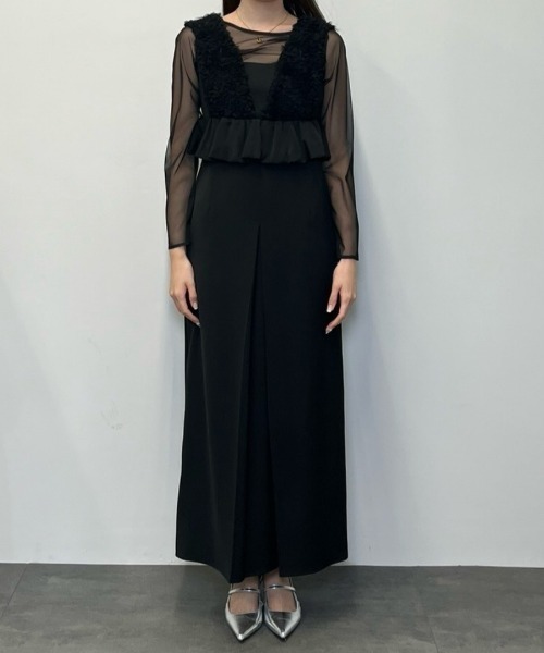 ボリュームチュールペプラムドレス / volume tulle peplum dress
