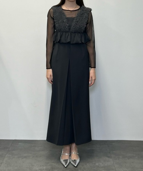 Andresd bloomingtulledressブラック チュール付きドレス DONOBAN（ドノバン） ドレス 「ANDRESD」blooming tulle dress