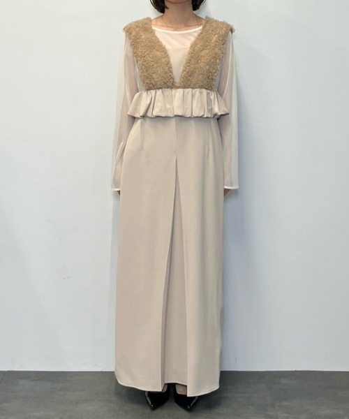 ボリュームチュールペプラムドレス / volume tulle peplum dress