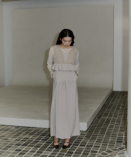 ボリュームチュールペプラムドレス / volume tulle peplum dress