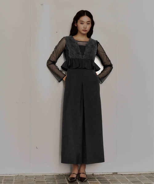 ボリュームチュールペプラムドレス / volume tulle peplum dress