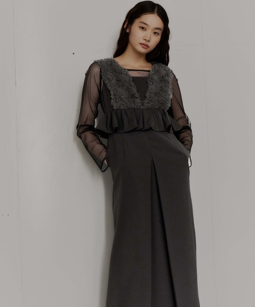 ANDRESD（アンドレスド）の「ボリュームチュールペプラムドレス