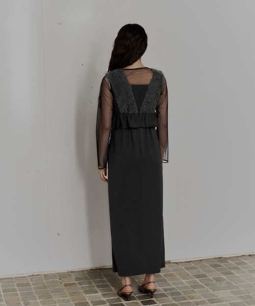 ANDRESD（アンドレスド）の「ボリュームチュールペプラムドレス / volume tulle peplum dress（ドレス・レディース・ブラック/チャコール/グレイッシュベージュ・M/S/L）」の22枚目の写真