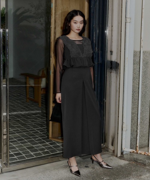 ボリュームチュールペプラムドレス / volume tulle peplum dress