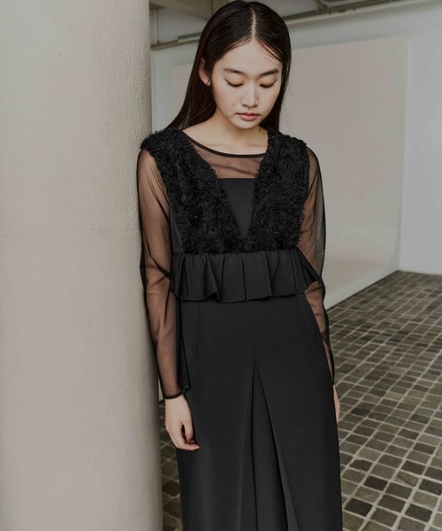 ボリュームチュールペプラムドレス / volume tulle peplum dress