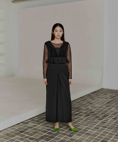 ボリュームチュールペプラムドレス / volume tulle peplum dress