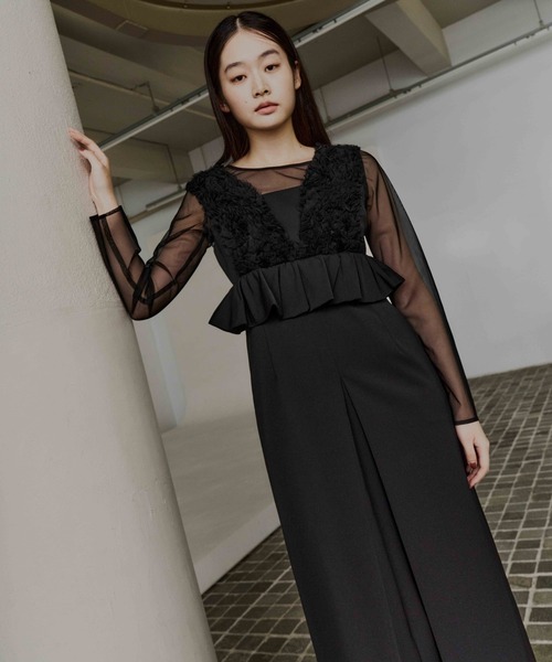 ボリュームチュールペプラムドレス / volume tulle peplum dress
