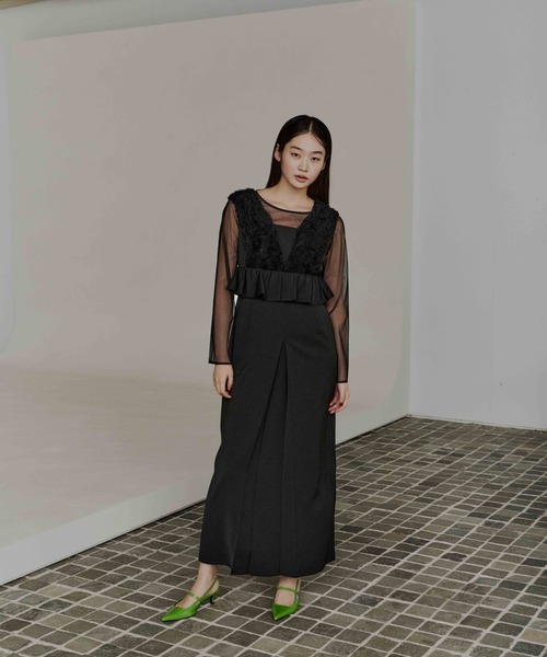 【ANDRESD】ボリュームチュールペプラムドレス ボリュームチュールペプラムドレス / volume tulle peplum dress