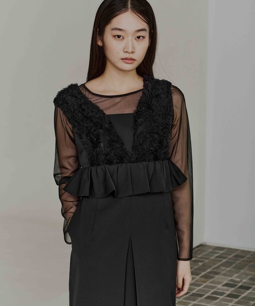 ボリュームチュールペプラムドレス / volume tulle peplum dress