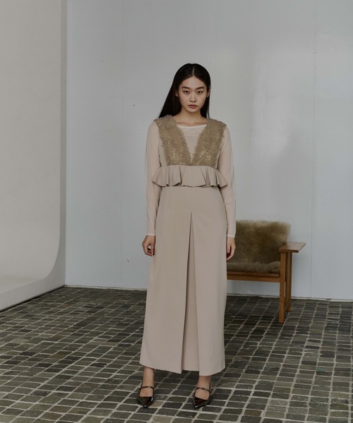 ボリュームチュールペプラムドレス / volume tulle peplum dress