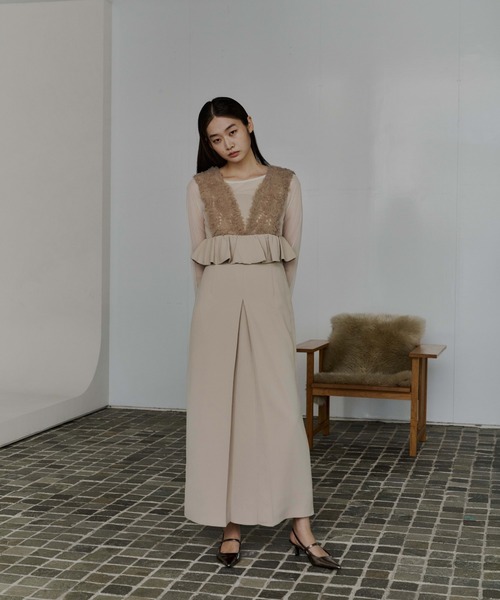 ボリュームチュールペプラムドレス / volume tulle peplum dress