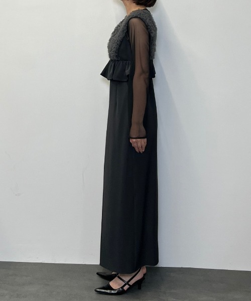 ボリュームチュールペプラムドレス / volume tulle peplum dress