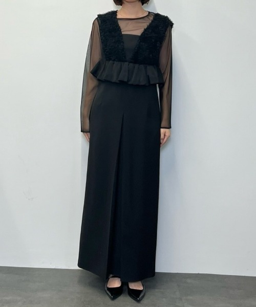 ボリュームチュールペプラムドレス / volume tulle peplum dress
