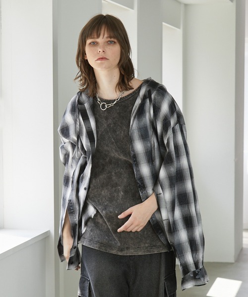 Spielio(シュピーリオ)の「【Spielio】2-Way processed hoodie shirt/ 2WAY加工デザインフーディーシャツ(シャツ/ブラウス・メンズ・ブラック/ブラウン・S/M/L)」の13枚目の写真