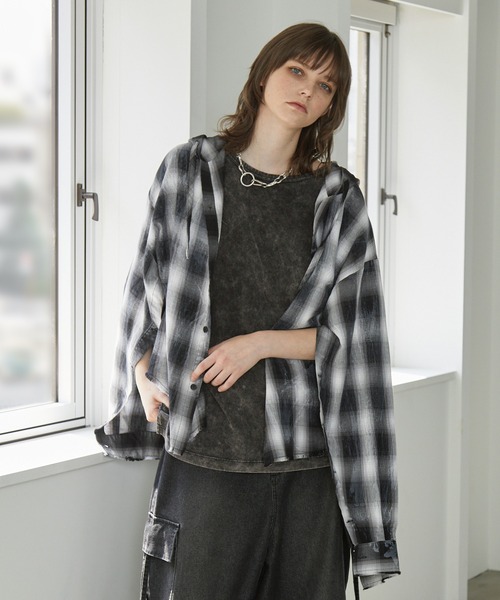 Spielio(シュピーリオ)の「【Spielio】2-Way processed hoodie shirt/ 2WAY加工デザインフーディーシャツ(シャツ/ブラウス・メンズ・ブラック/ブラウン・S/M/L)」の14枚目の写真