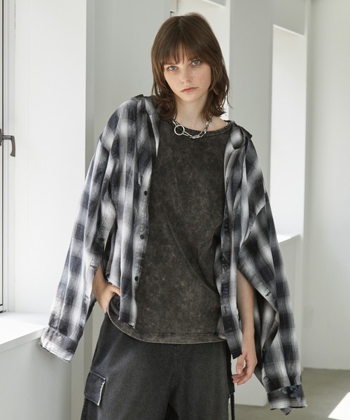 Spielio(シュピーリオ)の「【Spielio】2-Way processed hoodie shirt/ 2WAY加工デザインフーディーシャツ(シャツ/ブラウス・メンズ・ブラック/ブラウン・S/M/L)」の15枚目の写真