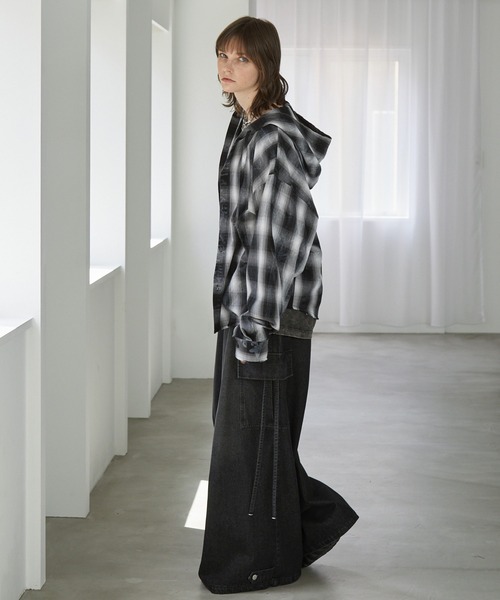 Spielio(シュピーリオ)の「【Spielio】2-Way processed hoodie shirt/ 2WAY加工デザインフーディーシャツ(シャツ/ブラウス・メンズ・ブラック/ブラウン・S/M/L)」の19枚目の写真