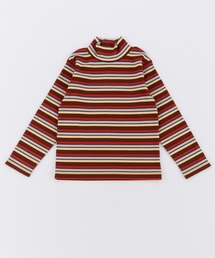 タートルネックボーダーリブTシャツ
