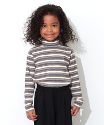 Ocean&Ground（オーシャン&グラウンド）の「ﾀｰﾄﾙﾈｯｸﾎﾞｰﾀﾞｰﾘﾌﾞTｼｬﾂ（ニット/セーター・キッズ）」