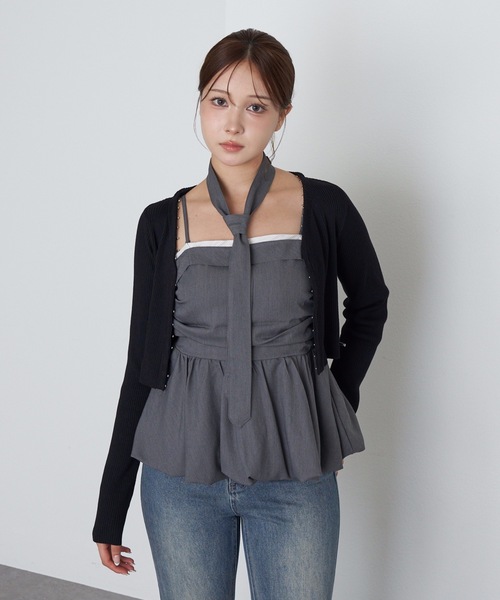 RAY CASSIN（レイカズン）の「スーツ風ベアペプラム（シャツ/ブラウス・レディース・グレー系その他2/ブラック系その他2/グレー・FREE）」の3枚目の写真