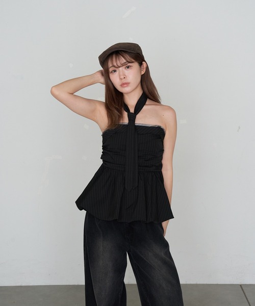 RAY CASSIN（レイカズン）の「スーツ風ベアペプラム（シャツ/ブラウス・レディース・グレー系その他2/ブラック系その他2/グレー・FREE）」の4枚目の写真