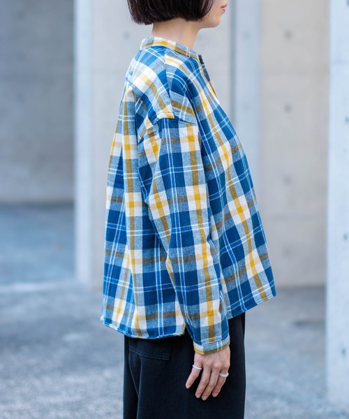 D.M.G.（ドミンゴ）の「[D.M.G. / ディーエムジー] 起毛チェック プルオーバーシャツ（シャツ/ブラウス・レディース・オレンジ系その他/ブルー系その他・3/2）」の5枚目の写真