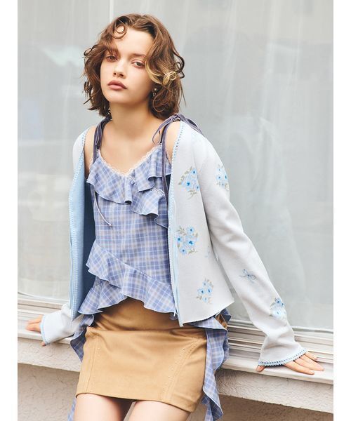 FURFUR フリルトップキャミ ブルー フリルキャミトップス（キャミソール）｜FURFUR（ファーファー）の