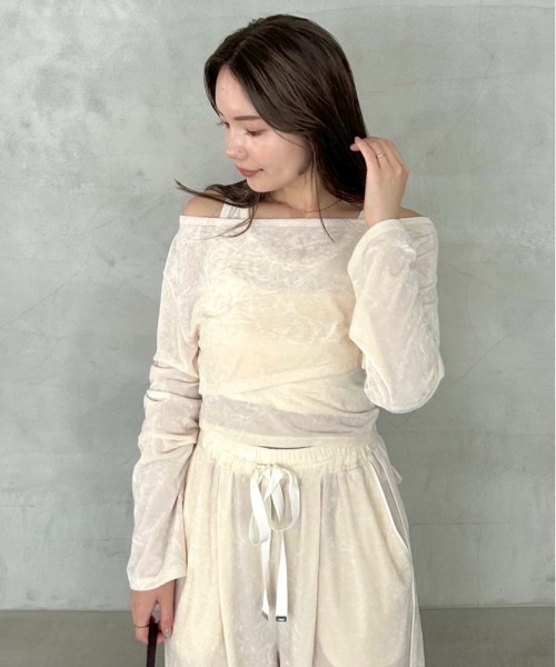 セール】クラッシュベロアレイヤードカットソー（Tシャツ/カットソー