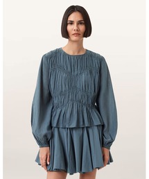 ALLSAINTS | MELANI ROUND NECK GATHERED TOP | MELANI ラウンド ネック ギャザー トップ(その他トップス)