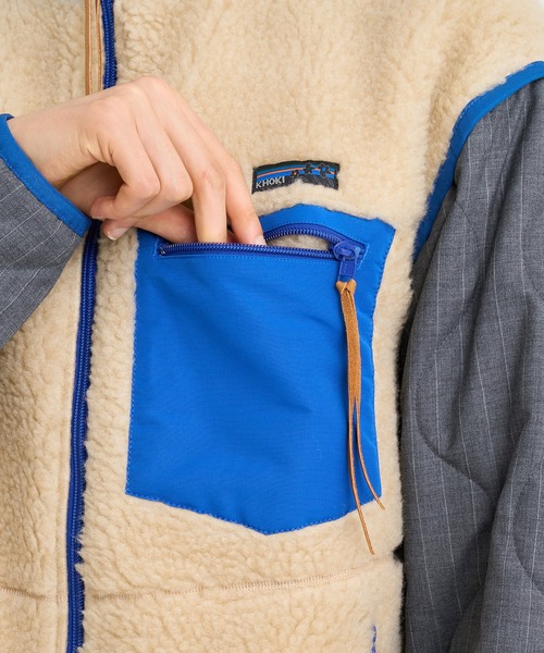 KHOKI(コッキ)の「【KHOKI / コッキ】Freece-texture jacket(ブルゾン・メンズ・ベージュ/ブラック・4/3/2)」の10枚目の写真