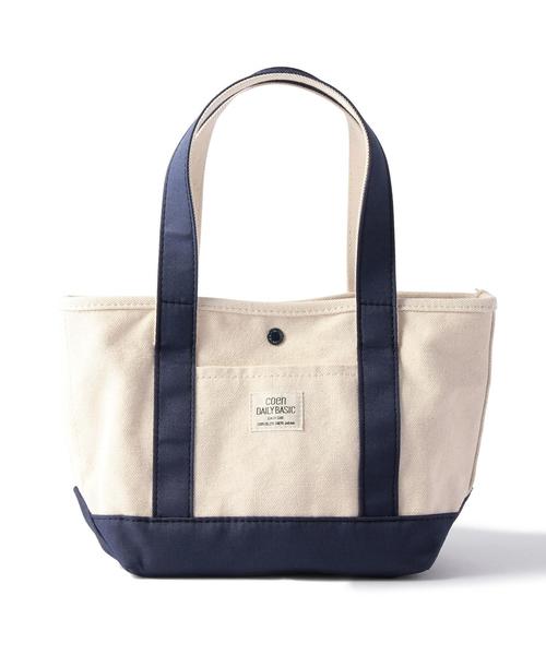 coen（コーエン）の「デイリーキャンバスミニトートバッグ（トートバッグ・レディース・ホワイト/ダークグリーン/ネイビー・FREE）」の3枚目の写真
