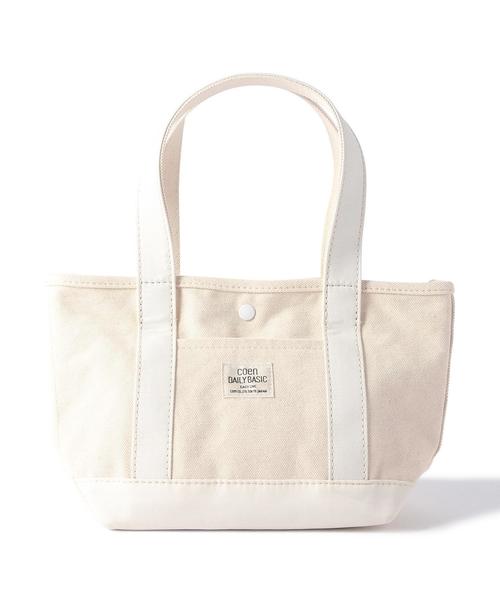 coen（コーエン）の「デイリーキャンバスミニトートバッグ（トートバッグ・レディース・ホワイト/ダークグリーン/ネイビー・FREE）」の2枚目の写真
