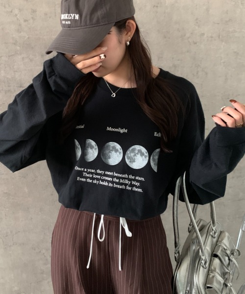 GILDAN（ギルダン）の「【男女兼用】アソートグラフィックロンT ムーンプリント/レタリング/4段ロゴ（Tシャツ/カットソー・メンズ・ホワイト/ブラック/ホワイト系その他2/ブラック系その他/ホワイト系その他3/ホワイト系その他/ブラック系その他2/グレー系その他/グレー系その他2/ブラック系その他3・M/L）」の5枚目の写真