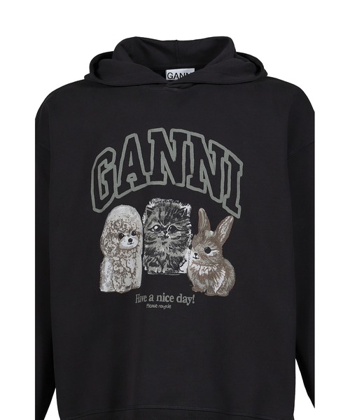 GANNI(ガニー)の「ISOLI OVERSIZE ANIMALS CROP HOODIE(パーカー・レディース・ブラック・MEDIUM/XX-SMALL/X-LARGE)」の7枚目の写真