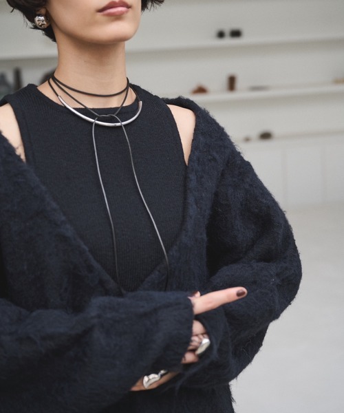 セール】カットアウトブラッシュドニットトップス（ニット/セーター