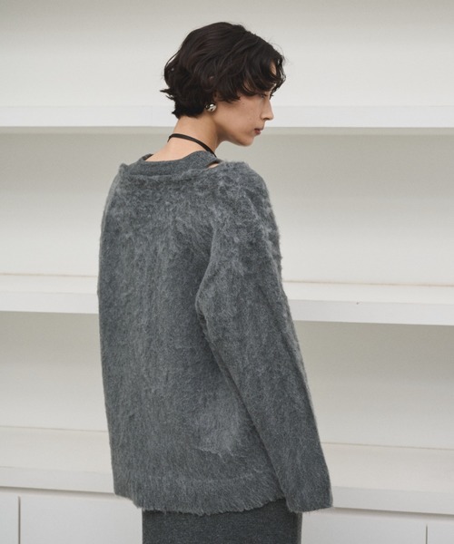 セール】カットアウトブラッシュドニットトップス（ニット