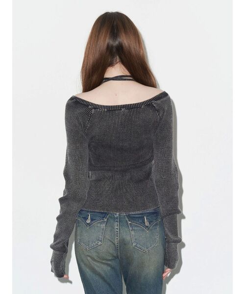 EVRIS（エヴリス）の「ピグメントジップホルターネックニットトップス（ニット/セーター・レディース・ブラック/ネイビー/ホワイト/ピンク・FREE）」の19枚目の写真