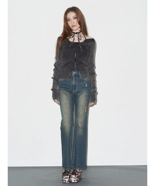 EVRIS（エヴリス）の「ピグメントジップホルターネックニットトップス（ニット/セーター・レディース・ブラック/ネイビー/ホワイト/ピンク・FREE）」の20枚目の写真