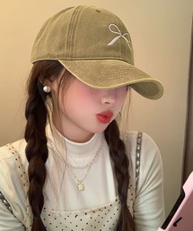 semuse（セミューズ）の「リボン刺繍ヴィンテージライクキャップ（キャップ）」