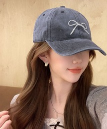 semuse（セミューズ）の「リボン刺繍ヴィンテージライクキャップ（キャップ）」