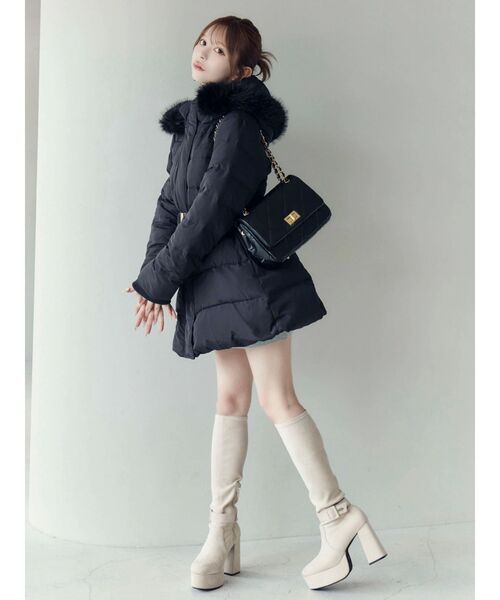 フェイクファーフードレディダウンコート（ダウンジャケット/コート
