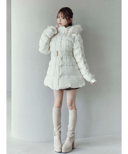 セール】フェイクファーフードレディダウンコート（ダウンジャケット