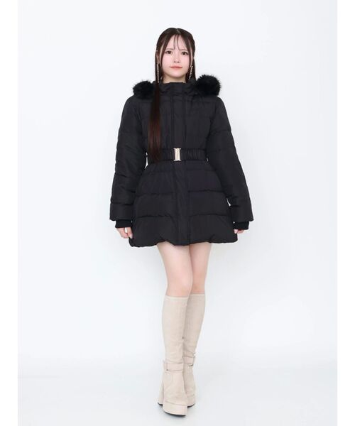 フェイクファーフードレディダウンコート（ダウンジャケット