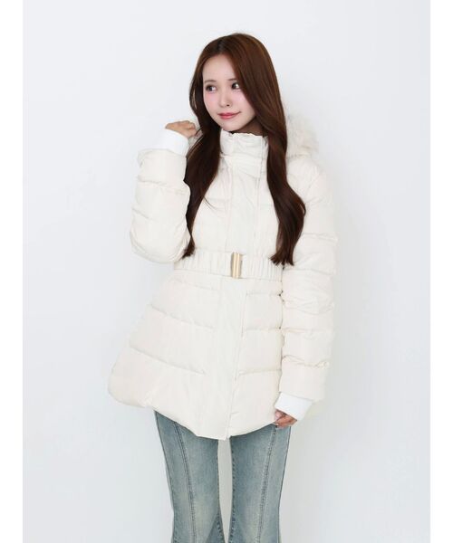 フェイクファーフードレディダウンコート（ダウンジャケット/コート
